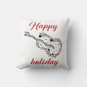 Happy Holiday Script Throw Pillow Minimal Festiv