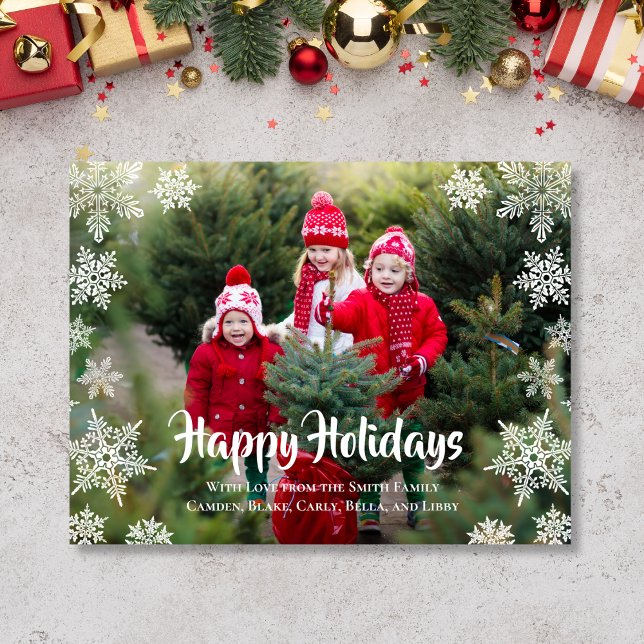 Happy Holiday Snowflake Christmas Postcard (Holiday Postcard with snowflakes)