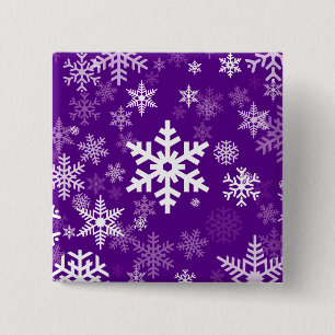 Happy Holiday Snowflakes Motif in deep purple Button