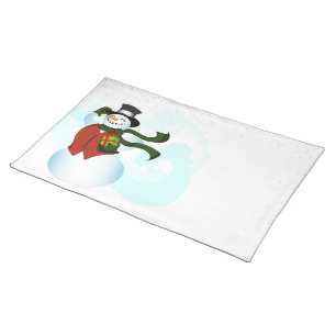 Happy Holiday Snowman Cloth Placemat