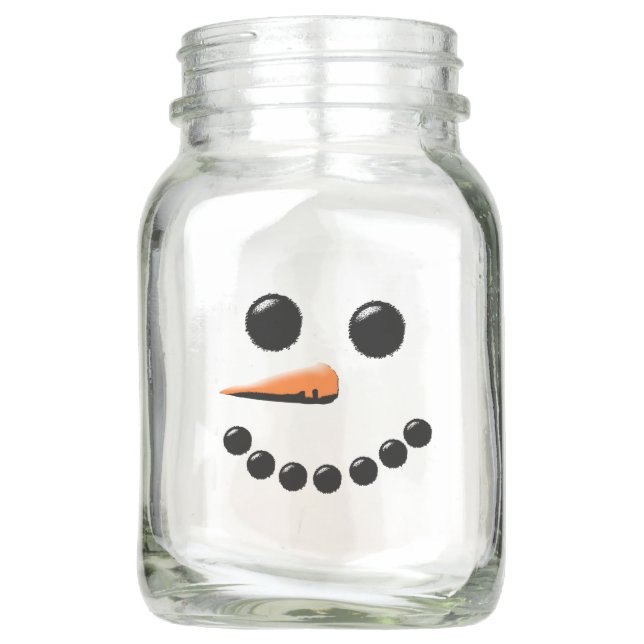 Happy Holiday Snowman Face Mason Jar (Left)