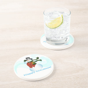 Happy Holiday Snowman Sandstone Coaster