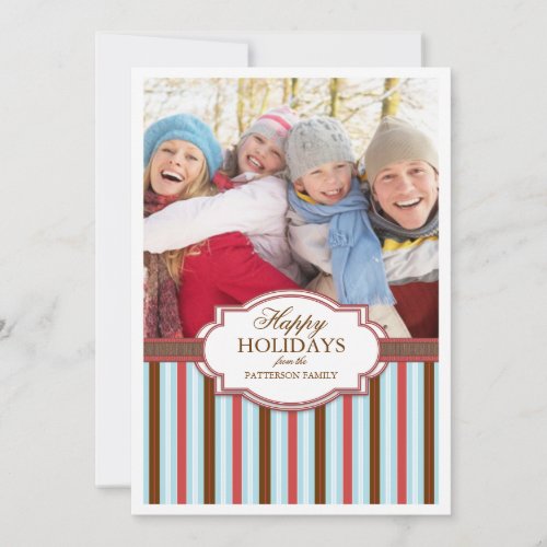 Happy Holiday Stripes Large Photo Card Greeting
