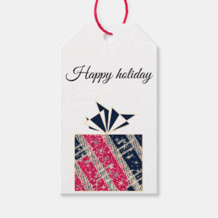 Happy holiday tags, shiny personalized gift tags