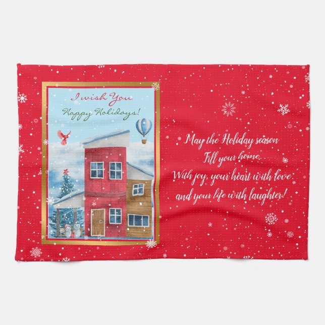 Happy Holiday Time Customize Kitchen Towel (Horizontal)