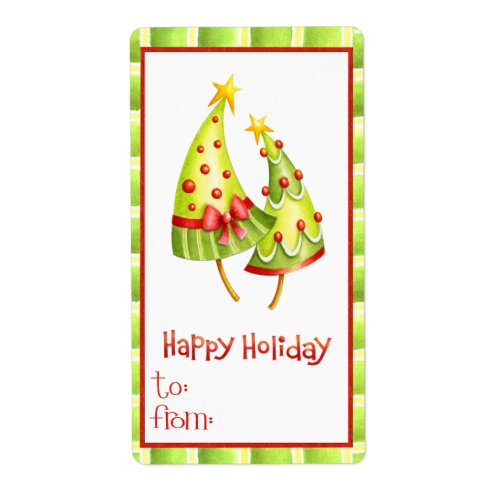 Happy Holiday Trees Gift Label