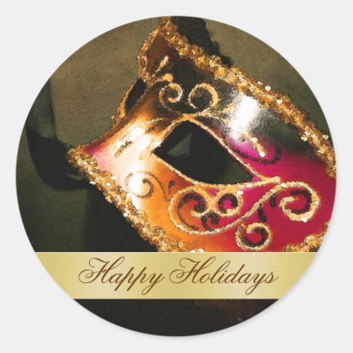 Happy Holiday Vintage Masquerade Envelope Sticker