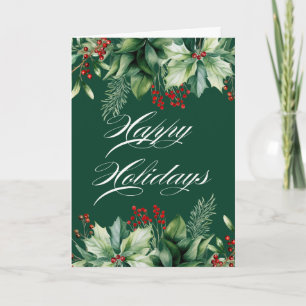 Happy Holiday Winter Greenery Card