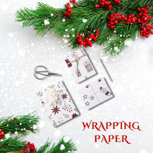 Happy Holiday Wrapping Paper Flat Sheet Set of 3