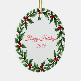 Happy Holidays 2024 | Christmas Wreath Ornament