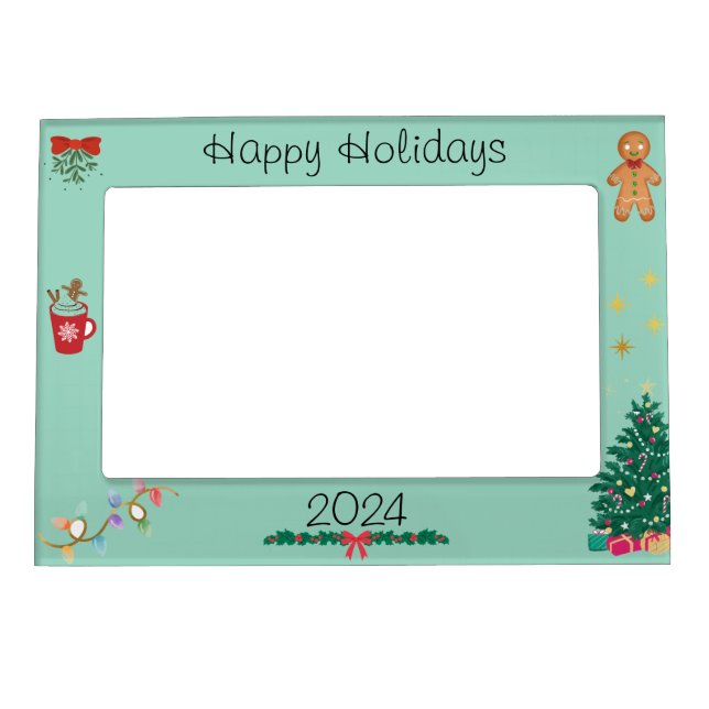 Happy Holidays 2024 Magnetic Photo Fridge Frame (Front)