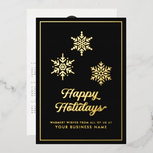 Happy Holidays 2027 Calendar Logo QR Code Green Foil Holiday Card