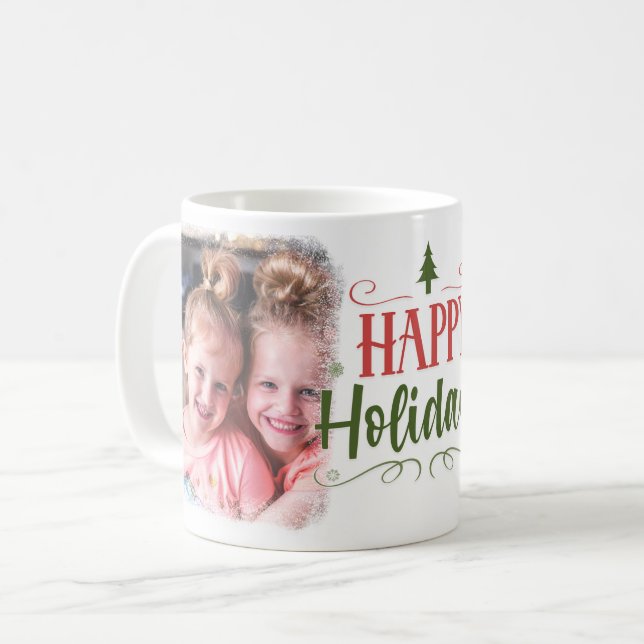 Happy Holidays 2 Photo Holiday Coffee Mug (Front Left)