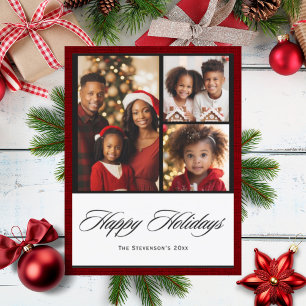 Happy Holidays 3 Photo Personalized Holiday Postcard