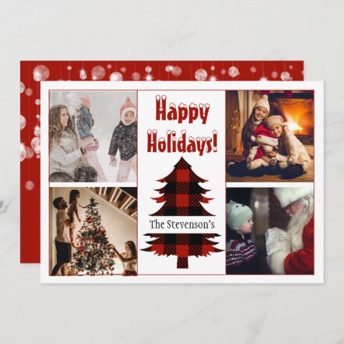 Happy Holidays 4 Photo Collage Personalized Holiday Card