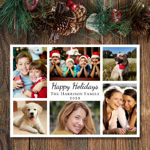 Happy Holidays 6 Photo Collage Christmas Holiday Card