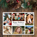 Happy Holidays 6 Photo Collage Christmas Holiday Card<br><div class="desc">Simple,  modern photo collage Christmas card featuring "Happy Holidays" in an elegant script,  6 pictures of your favorite people and moments from the last year and your family name and the year.</div>