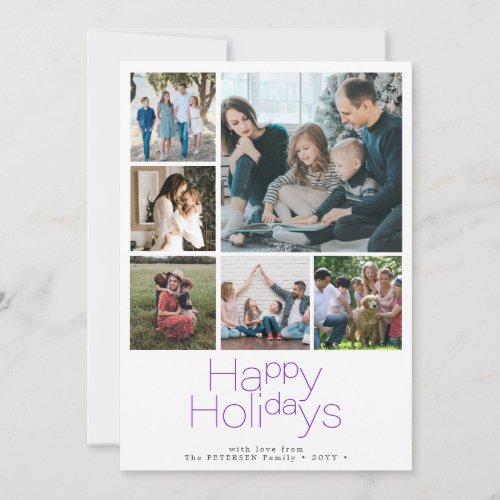 Happy Holidays 6 photo collage modern  Holiday Card