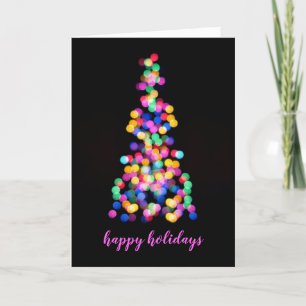 Happy Holidays Abstract Colorful Tree Lights Holiday Card