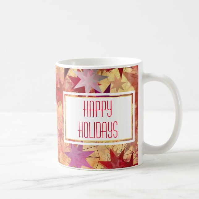 HAPPY HOLIDAYS Abstract Stars Personalized Coffee Mug (Right)