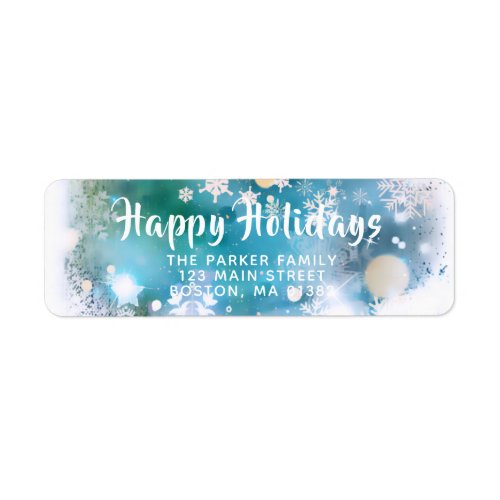 Happy Holidays Abstract Winter Snowy Dreamy Scene  Label
