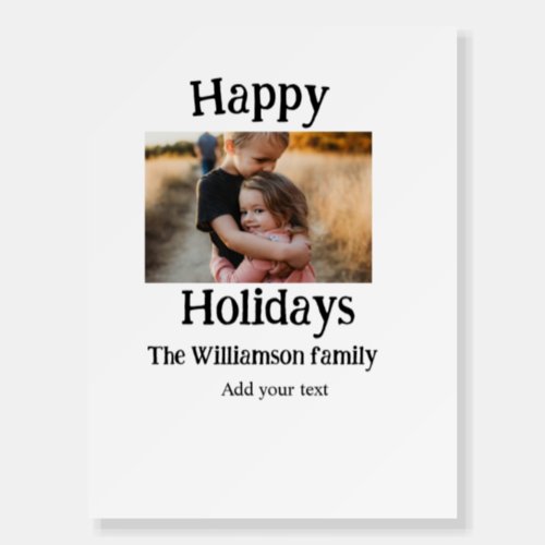 Happy holidays add family name photo Christmas  Foam Board