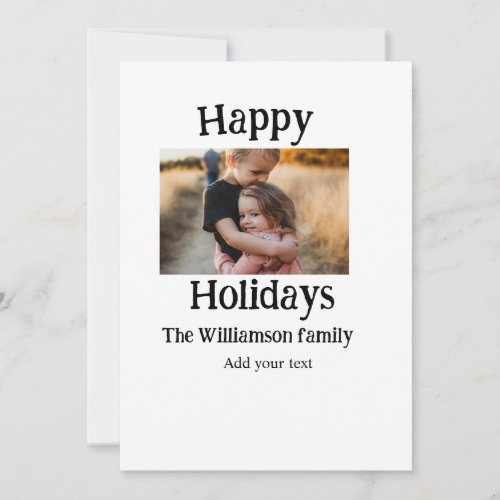 Happy holidays add family name photo Christmas  Holiday Card