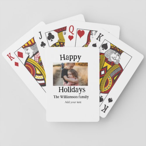 Happy holidays add family name photo Christmas  Poker Cards