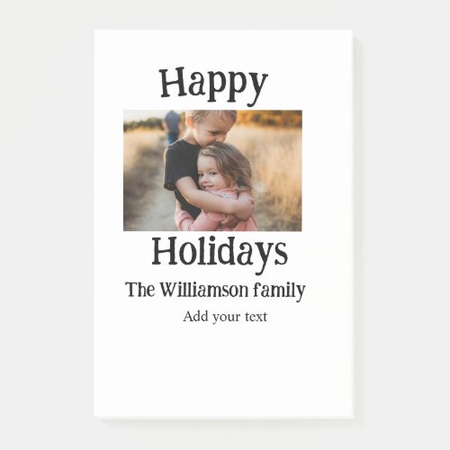 Happy holidays add family name photo Christmas  Post_it Notes