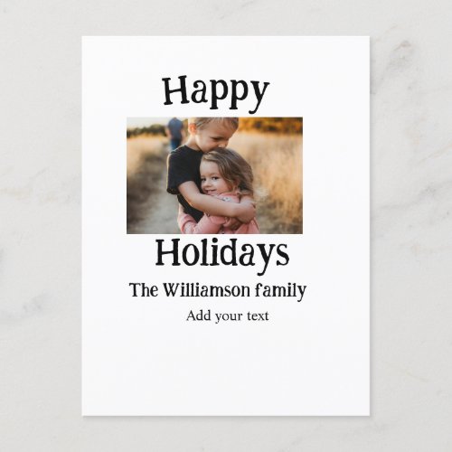 Happy holidays add family name photo Christmas  Postcard