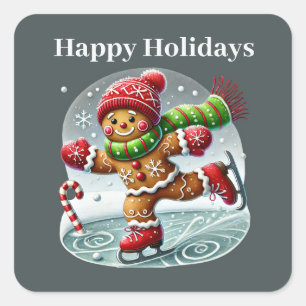 Happy Holidays add message gingerbread Square Sticker