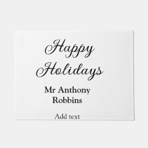 Happy holidays add name date year simple minimChri Doormat