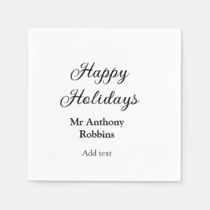Happy holidays add name date year simple minimChri Napkins