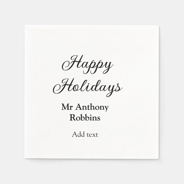Happy holidays add name date year simple minimChri Napkins (Front)