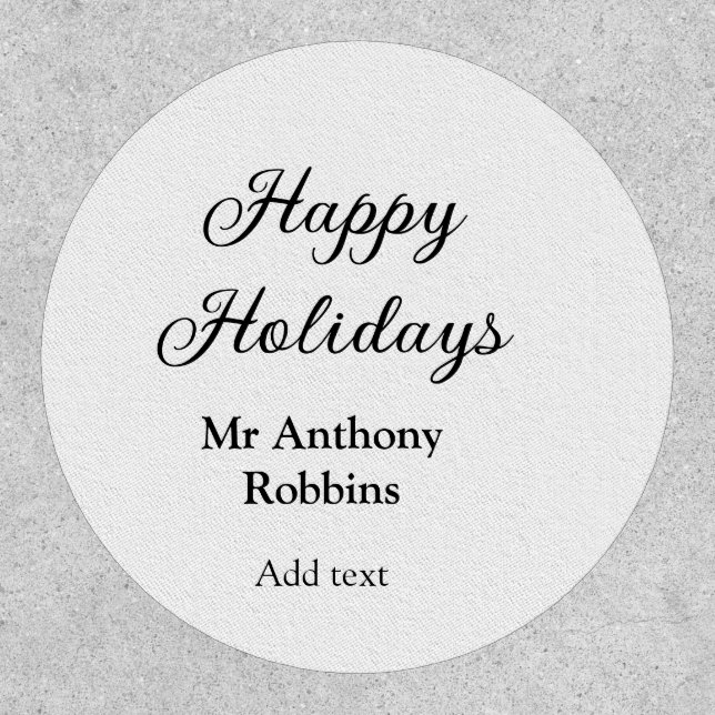 Happy holidays add name date year simple minimChri Patch (Front)