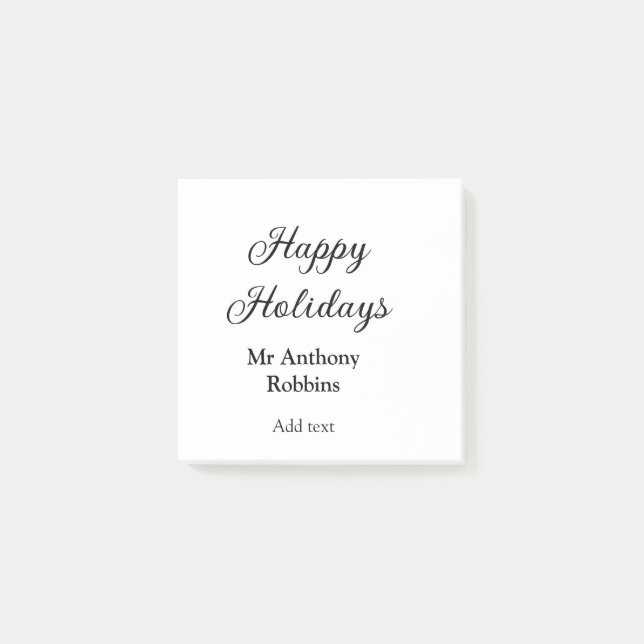 Happy holidays add name date year simple minimChri Post-it Notes (Front)