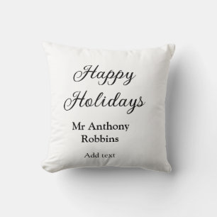 Happy holidays add name date year simple minimChri Throw Pillow
