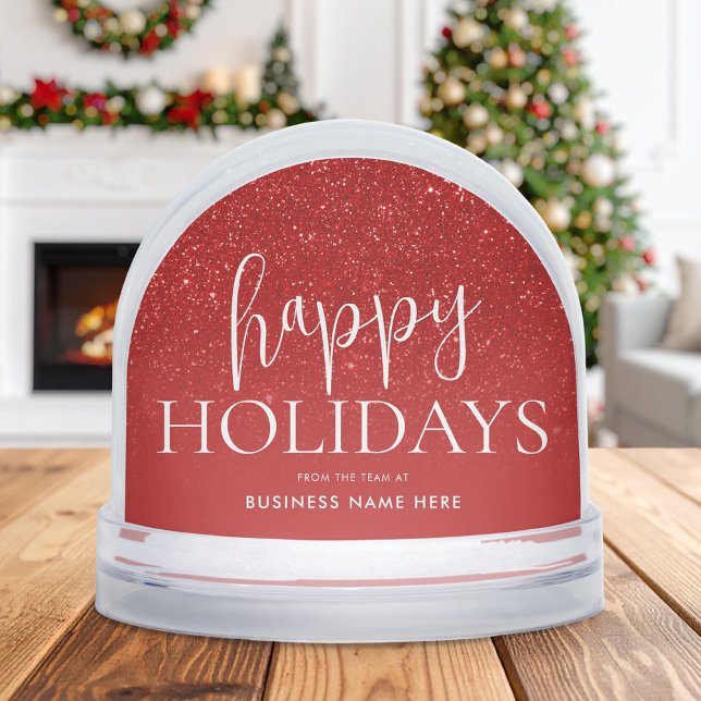 Happy Holidays Add Your Logo Business Snow Globe (Creator Uploaded)