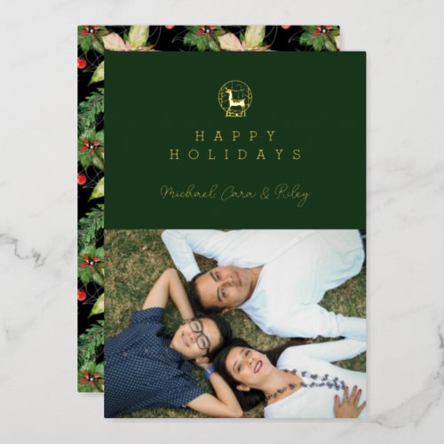 HAPPY HOLIDAYS  Add Your Photo Foil Holiday Card