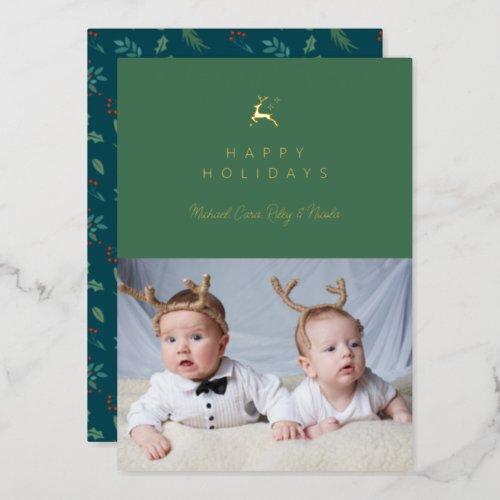HAPPY HOLIDAYS  Add Your Photo Foil Holiday Card