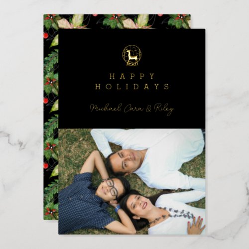 HAPPY HOLIDAYS  Add Your Photo Foil Holiday Card