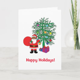 Happy Holidays African American Santa Claus Family Holiday Card