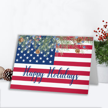 Happy Holidays American Flag Patriotic Corporate H Holiday Card by BlackDogArtJudy at Zazzle