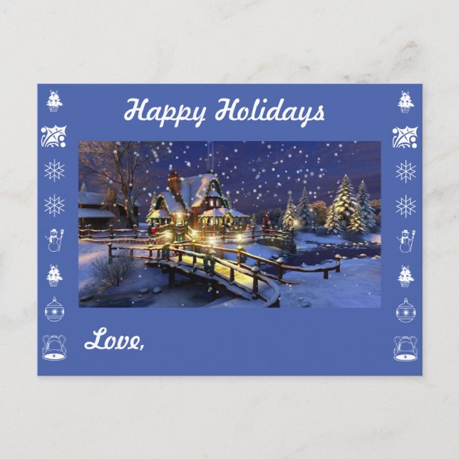 Happy Holidays and Personalize with your names Holiday Postcard (Front)