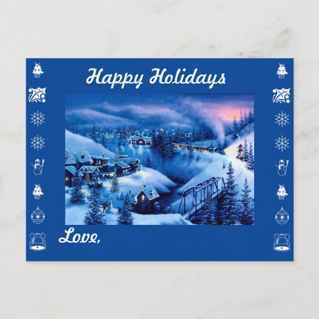 Happy Holidays and Personalize with your names Holiday Postcard (Front)