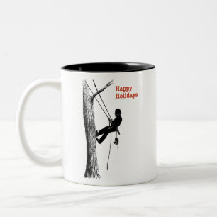 Happy Holidays Arborist Tree Surgeons. Two-Tone Coffee Mug