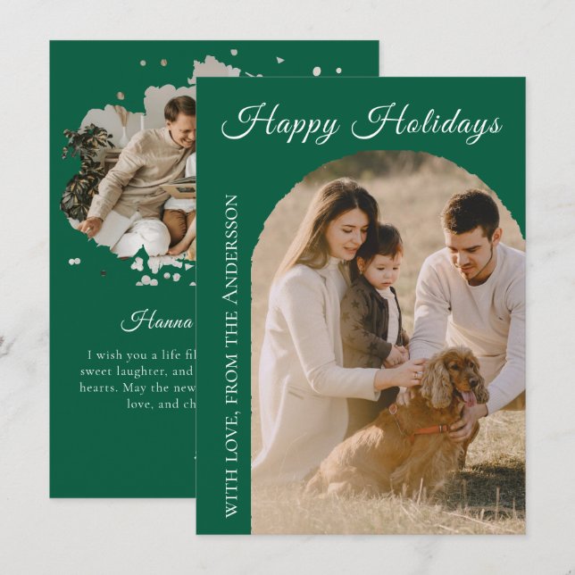 Happy Holidays Arch 2 Photo Holiday Card (Front/Back)