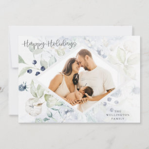 Happy Holidays Arctic Winter Botanical Photo Holiday Card