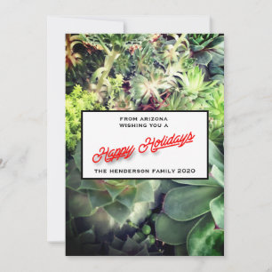 Happy Holidays Arizona Cactus Family Photo Holiday Card