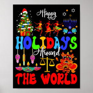 Happy Holidays Around World Matching Family Vacati Poster